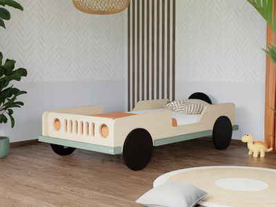 Children's car bed in the shape of a jeep BEEP 80x160 cm - The JDH Store